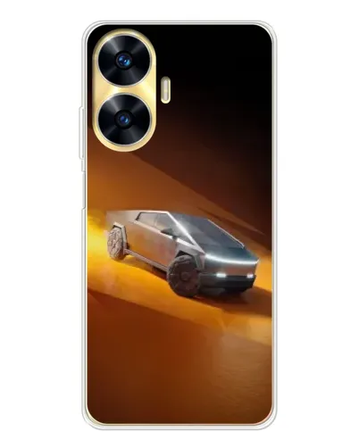 Чехол для Realme C56 с картинкой «Cybertruck в пустыне»