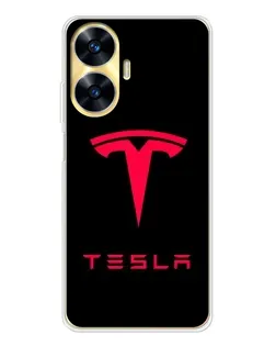 Чехол для Realme C56 с картинкой «Tesla Red Logo»