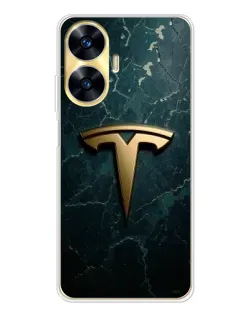 Чехол для Realme C56 с картинкой «Мраморная Tesla Gold»