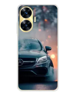 Чехол для Realme C56 с картинкой «Mercedes — ночной город»