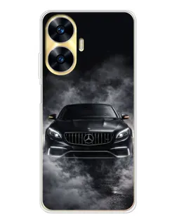 Чехол для Realme C56 с картинкой «Mercedes в дыму»
