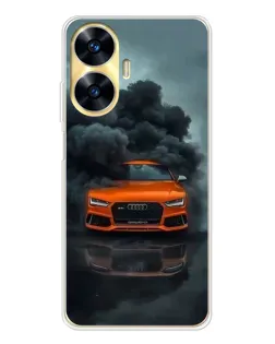 Чехол для Realme C56 с картинкой «Audi в облаках дыма»