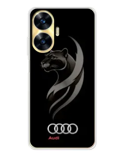 Чехол для Realme C56 с картинкой «Графика — пантера и Audi»