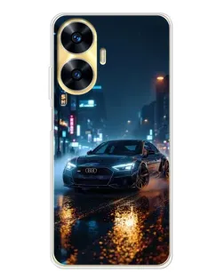 Чехол для Realme C56 с картинкой «Ночной город и Audi»