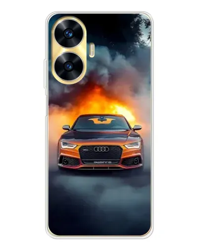 Чехол для Realme C56 с картинкой «Audi в огненном дыму» Чехол для Realme C56 с картинкой «Audi в огненном дыму»