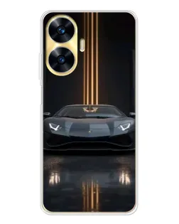 Чехол для Realme C56 с картинкой «Lamborghini золотые линии»