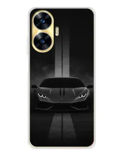 Чехол для Realme C56 с картинкой «Lamborghini симметрия дорог»