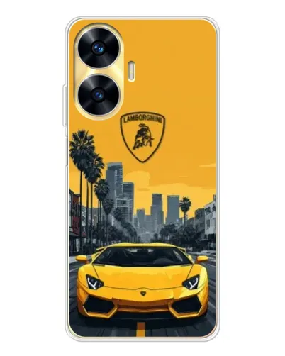 Чехол для Realme C56 с картинкой «Желтый Lamborghini город» Чехол для Realme C56 с картинкой «Желтый Lamborghini город»