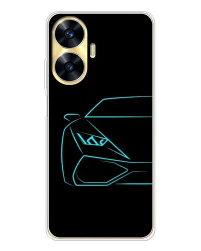 Чехол для Realme C56 с картинкой «Голубой силуэт Lamborghini» Чехол для Realme C56 с картинкой «Голубой силуэт Lamborghini»