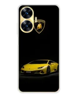 Чехол для Realme C56 с картинкой «Lamborghini желтый акцент»