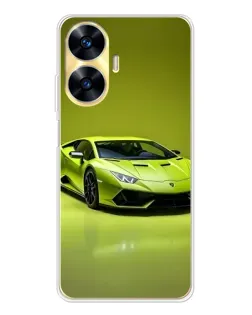 Чехол для Realme C56 с картинкой «Салатовый Lamborghini Huracan»