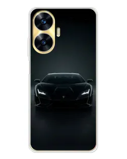 Чехол для Realme C56 с картинкой «Черный Lamborghini Aventador»