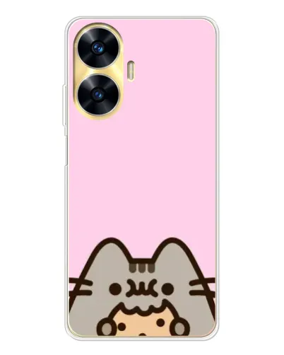 Чехол для Realme C56 с картинкой «Pusheen и печенье»