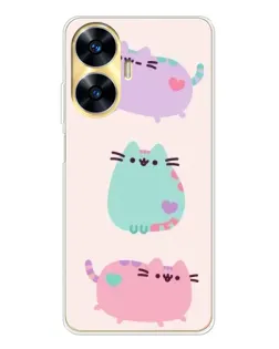 Чехол для Realme C56 с картинкой «Pusheen трио»