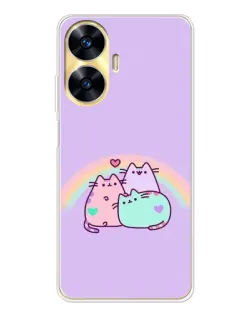 Чехол для Realme C56 с картинкой «Радужные Пушины»