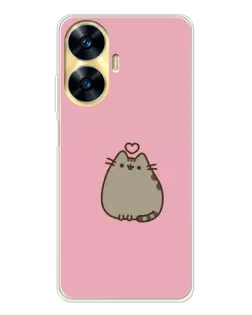 Чехол для Realme C56 с картинкой «Pusheen сердце»