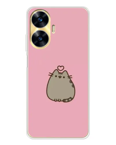 Чехол для Realme C56 с картинкой «Pusheen сердце»