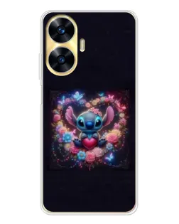 Чехол для Realme C56 с картинкой «Stitch в цветах»