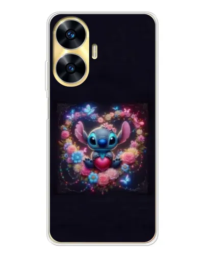 Чехол для Realme C56 с картинкой «Stitch в цветах» Чехол для Realme C56 с картинкой «Stitch в цветах»