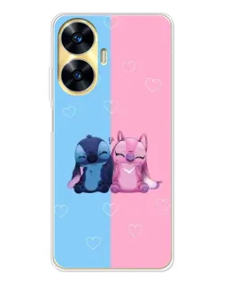 Чехол для Realme C56 с картинкой «Stitch и Angel Love»