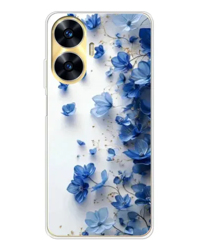 Чехол для Realme C56 с картинкой «Голубой цветочный каскад»