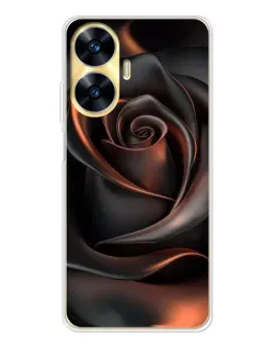 Чехол для Realme C56 с картинкой «Шелковая черная роза»