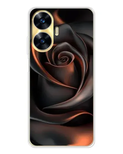 Чехол для Realme C56 с картинкой «Шелковая черная роза»