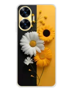Чехол для Realme C56 с картинкой «Подсолнух и ромашка»