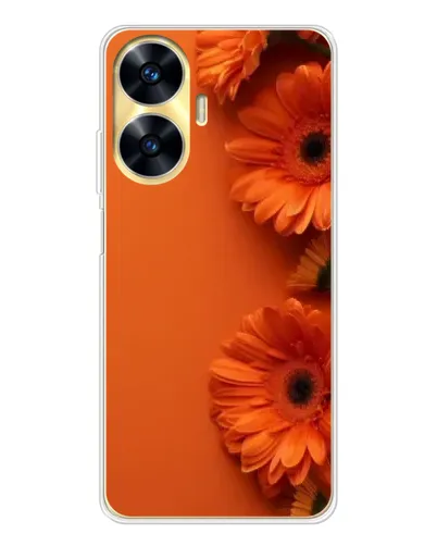 Чехол для Realme C56 с картинкой «Оранжевые герберы»