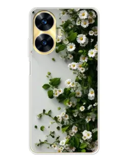 Чехол для Realme C56 с картинкой «Ветка мелких белых цветов»