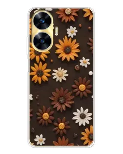 Чехол для Realme C56 с картинкой «Узор из маленьких подсолнухов»