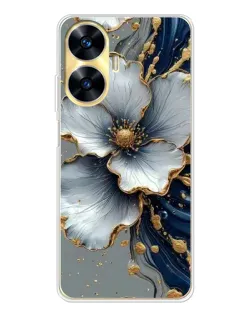 Чохол для Realme C56 з картинкою «Біла квітка та золотий флюїд»