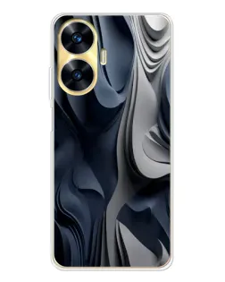 Чехол для Realme C56 с картинкой «Объемные синие складки»