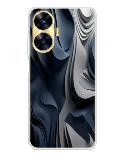 Чехол для Realme C56 с картинкой «Объемные синие складки»