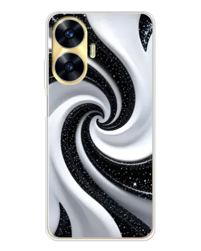 Чехол для Realme C56 с картинкой «Черно-белая спираль»