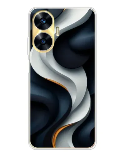 Чехол для Realme C56 с картинкой «Объемные черно-белые ленты»