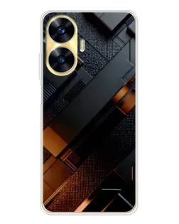 Чехол для Realme C56 с картинкой «Черные геометрические блоки»