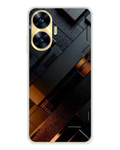 Чехол для Realme C56 с картинкой «Черные геометрические блоки»
