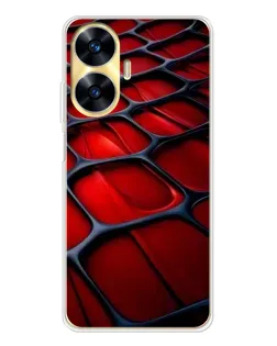 Чехол для Realme C56 с картинкой «Красная глянцевая сетка»