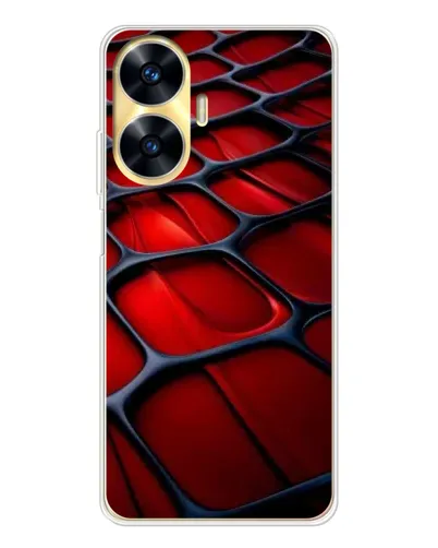 Чехол для Realme C56 с картинкой «Красная глянцевая сетка»
