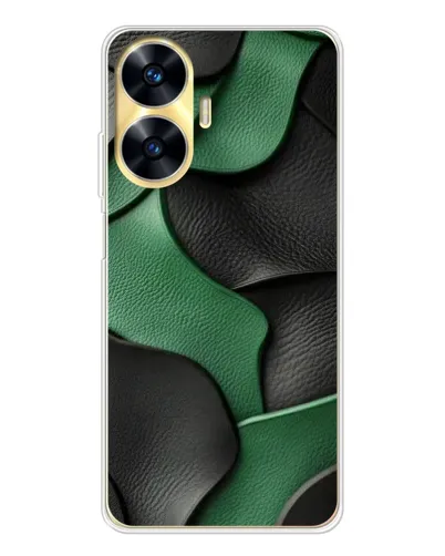 Чехол для Realme C56 с картинкой «Зеленые кожаные волны»