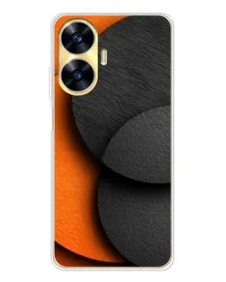 Чехол для Realme C56 с картинкой «Геометрия оранжевых кругов»