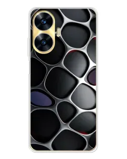 Чехол для Realme C56 с картинкой «Объемная темная решетка»