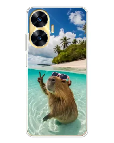 Чохол для Realme C56 з картинкою «Капібара на морі»