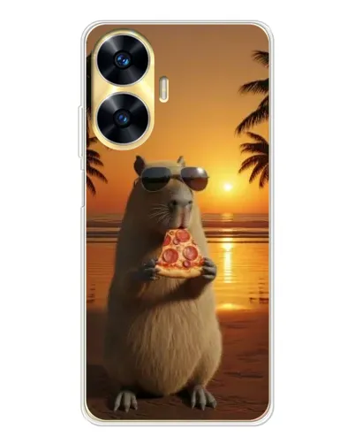 Чохол для Realme C56 з картинкою «Капібара з піцою»