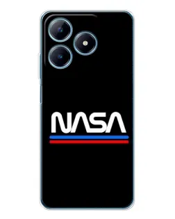 Чехол для Realme C61 с картинкой «NASA — классика Red Blue» Чехол для Realme C61 с картинкой «NASA — классика Red Blue»