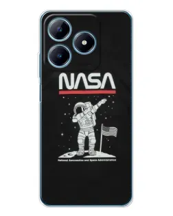 Чохол для Realme C61 з картинкою «NASA — крокуємо по Місяцю»