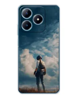Чохол для Realme C61 з картинкою «Герой PUBG на скелі»
