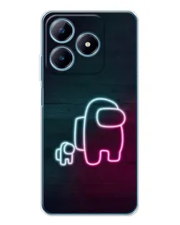 Чохол для Realme C61 з картинкою «Among Us неон-арт»