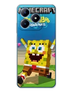 Чехол для Realme C61 с картинкой «Губка Боб Minecraft»